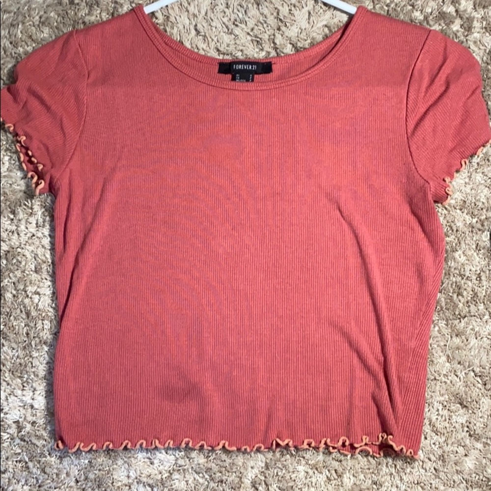 Forever 21 tight crop top with frill edges